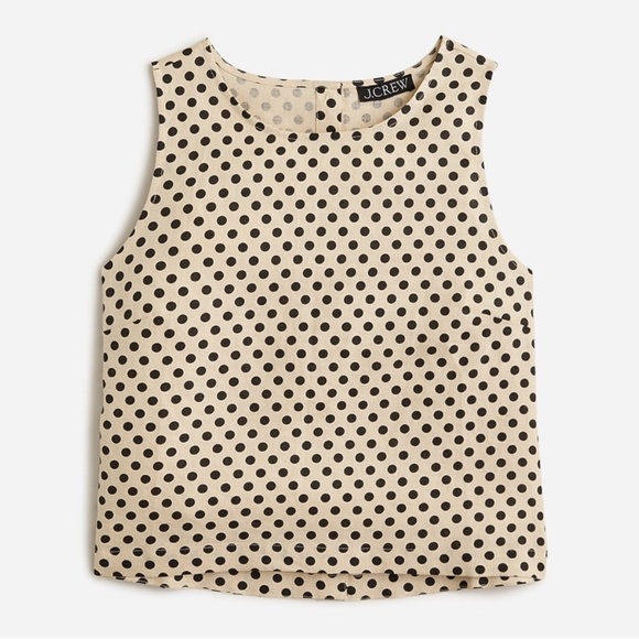 J. Crew Tops - J. Crew Maxine button-back top in dot linen Black and Cream Polka Dot NWOT
